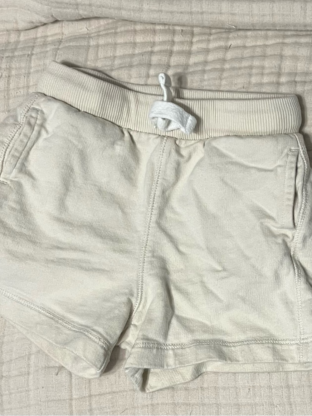 Children's Cream Cotton Drawstring Shorts